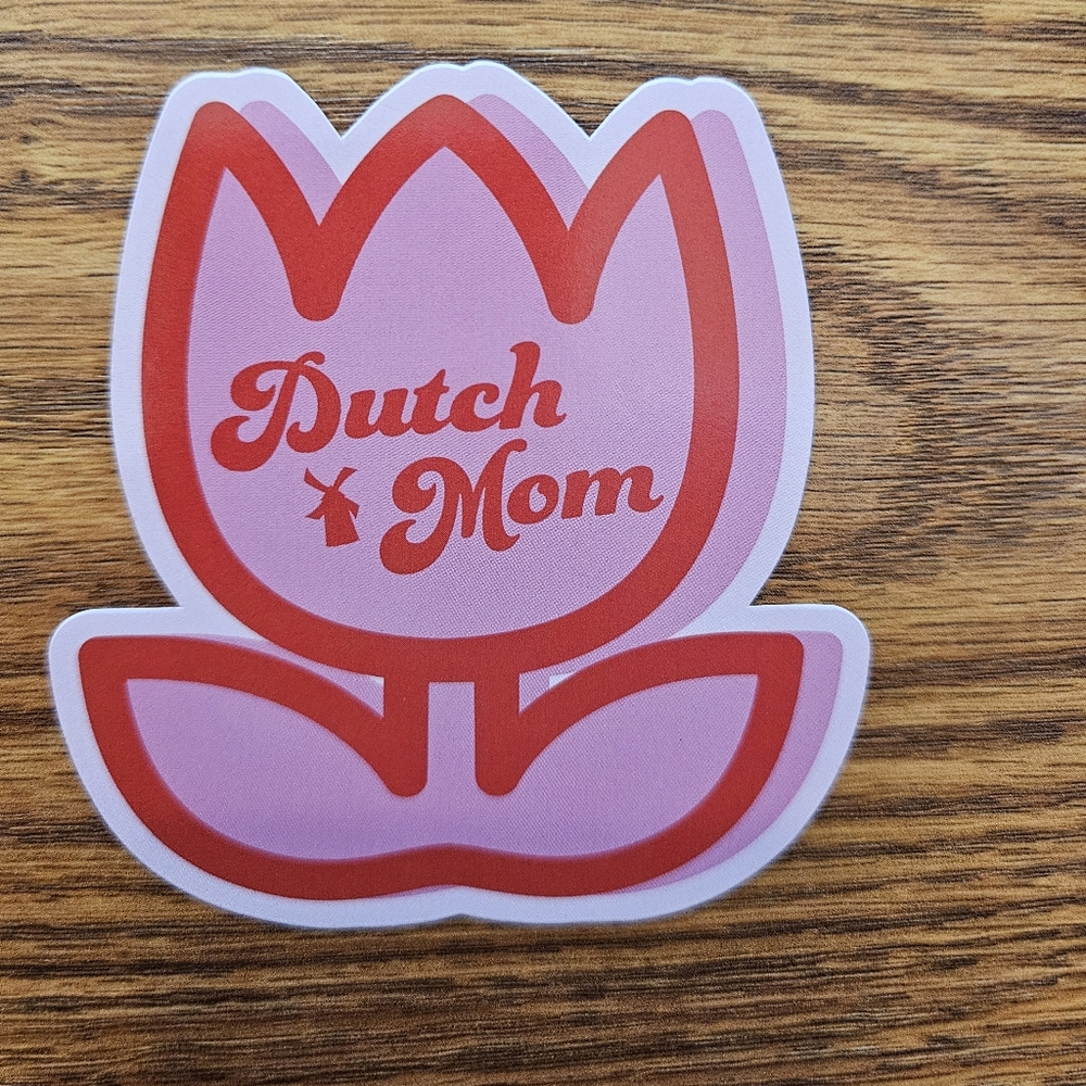 Dutch Bros Pink and Red Dutch Mom Sticker